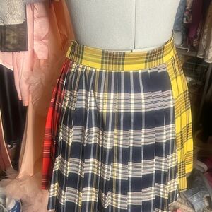 AKIRA Vibrant Plaid A-Line Skirt - Red, Yellow, and Blue